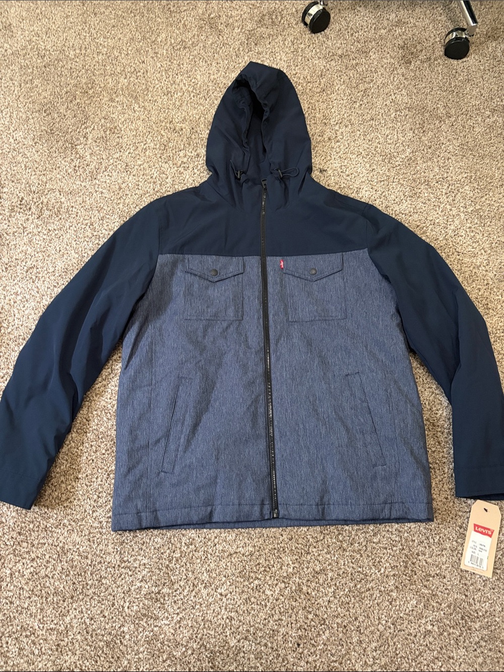 Levi's Men's Navy Two-Tone Hooded Rain Jacket